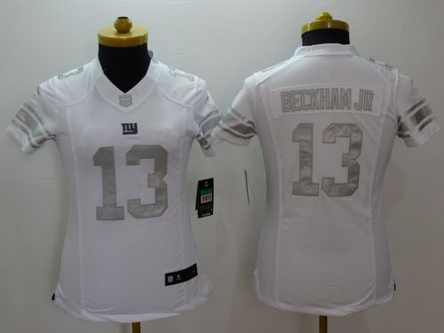 Nike Giants #13 Odell Beckham Jr Royal White Women's Stitched NFL Limited Platinum Jersey - Click Image to Close